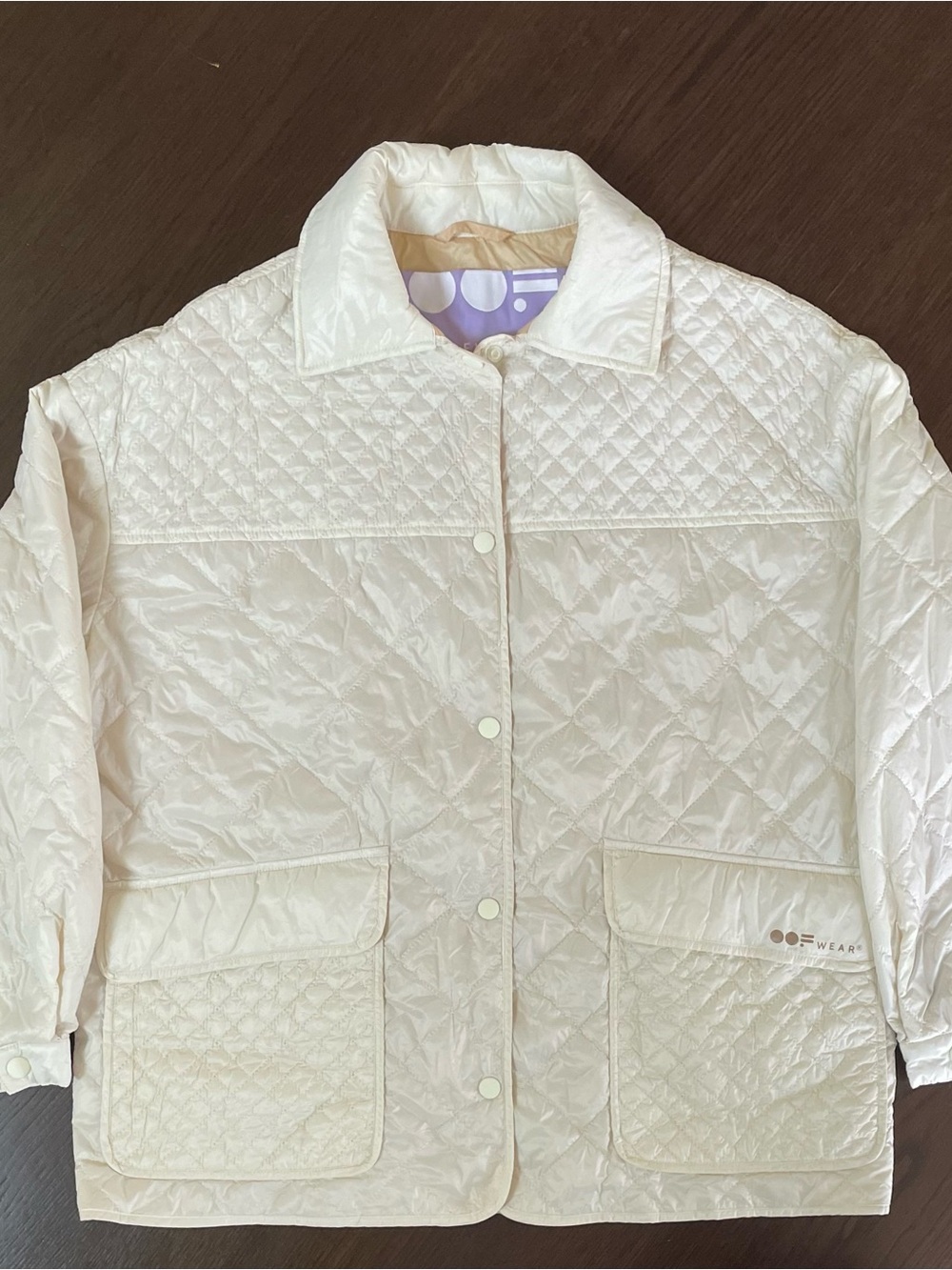 OOF Wear Women's Reversible Puffer Jacket Coat Size IT 40 Small Cream OFJA9160